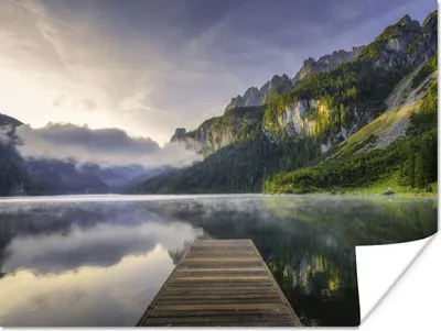 Produktbild von MuchoWow® Poster Sonnenaufgang über der ruhigen Landschaft in Österreich 120x90 cm - Wandbild