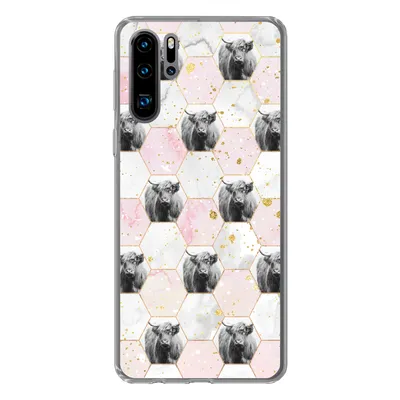 Produktbild von MuchoWow® Handyhülle Schutzhülle Hülle für Huawei P30 Pro Schottischer Highlander - Muster - Gold Silikon Softcase Handy Hülle - Schutzdeckel