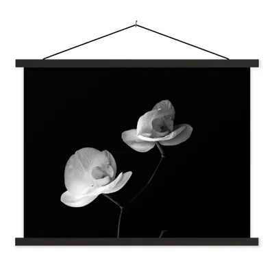 Produktbild von MuchoWow® Textilposter Orchidee - Blumen - Schwarz - Weiß - Stilleben 150x113 cm mit schwarzem Rahmen