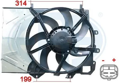 Produktbild von ERA 352043 Lüfter Motorkühlung Kühlerlüfter passend für PEUGEOT 2008 Kombi (CU) Wasserkühler Ø385mm