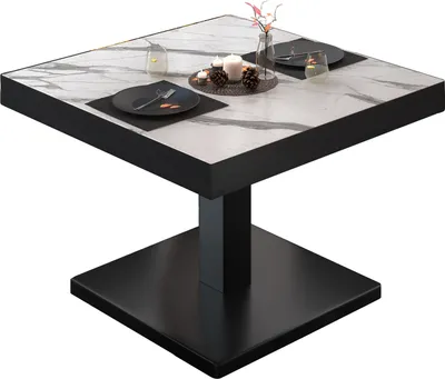 Produktbild von BM | Bistro Loungetisch | B:T:H 60 x 60 x 41 cm | Weiß Marmor / Schwarz | Bistro Tisch Loungetisch