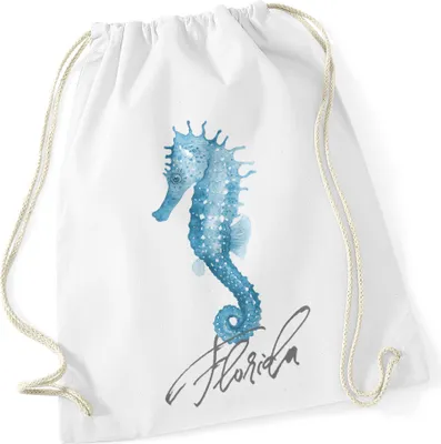 Produktbild von Flamingo Turnbeutel Seepferdchen Watercolor Autiga® weiss - Seepferdchen unisize
