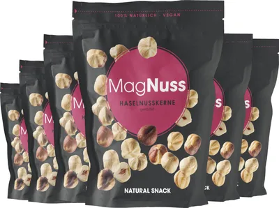 Image de Noisettes MagNuss | noisettes grillées, lot de 6 paquets de 200 g | végétalien, sans gluten