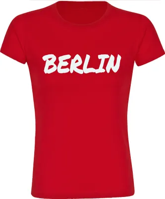 Produktbild von multifanshop Damen T-Shirt - Berlin rot - Textmarker, rot, Größe XXL