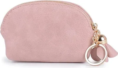 Obrázek produktu pro Peněženka - Dámská - Růžová - Přívěsek - Zapínání na zip - Kompaktní