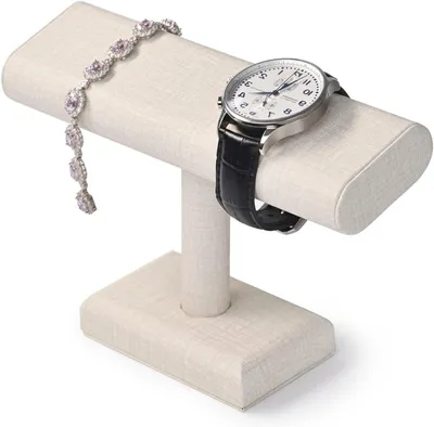 Image de Support pour montre - Bracelet pour montre - Organisateur de bijoux - CuirPolyuréthanerésistant à l'usure - 20 x 6 x 14 cm - Blanc