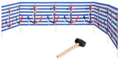 Produktbild von Garronda Strand Windschutz Sichtschutz 6m lang plus Gummihammer GAEX001 (Streifen/Anker, 6 m)
