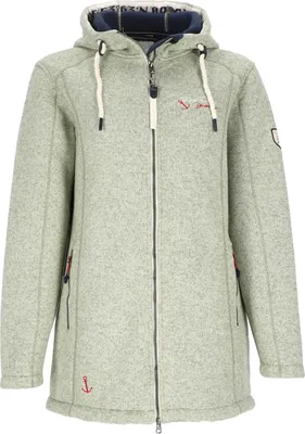 Produktbild von Dry Fashion Damen Wollfleece-Mantel Amsterdam mit taillierten Schnitt - Fleecemantel mit verstellbarer Kapuze in Mint Melange Größe 46