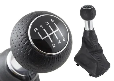 PREMIUM Schaltknauf Manschette Loch-Leder Alu Schwarz 6-Gang für Audi A3 S3 8L – Produktansicht 2