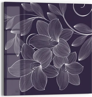 Produktbild von DEQORI Magnettafel Glas 50x50 cm 'Elegante Liliengrafik' beschreibbar Whiteboard