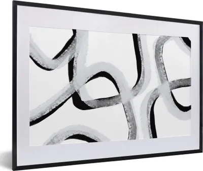Produktbild von MuchoWow® Gerahmtes Poster Linie - Minimalismus - Gestaltung 60x40 cm - Poster mit Schwarzem Bilderrahmen Wandposter Rahmen Foto Bilder - Schlafzimmer - Plakat in Rahmen - Drucken