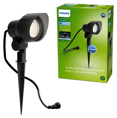 Zdjęcie produktu dla Philips Reflektor punktowy montowany w podłożu/szpikulec 6 W, Oświetlenie zewnętrzne punktowe, Czarny, Metal, IP44, Patio, Ogród, III