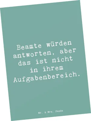 Produktbild von Mr. & Mrs. Panda Postkarte Spruch Beamtin Humor - Meeresbrise - Geschenk, Beruf, Grußkarte, kreative Geschenke, für Berufstätige, Ansichtskarten, Freundin, Beamtenwesen