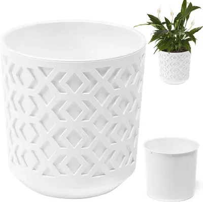 Zdjęcie produktu dla Lamela | doniczka | aztecka | z wkładką | biała | 30 cm