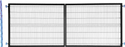 Produktbild von Doppelflügeltor 150 cm schwarz Einstabmatten 3D RAL9005 zweiflügelig 153 cm zweiflügelige Toranlage Einfahrtstor Doppelstabmatten