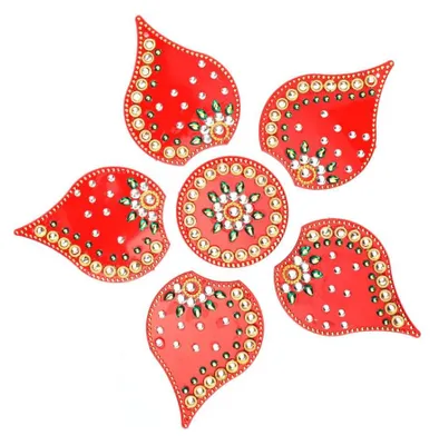 Acryl-Rangoli, Boden-Deko, 17,78 cm, rot, wiederverwendbar