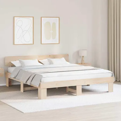 Image de Maison Exclusive - Cadre de lit avec tête de lit Marron 200 x 200 cm Bois de pin massif