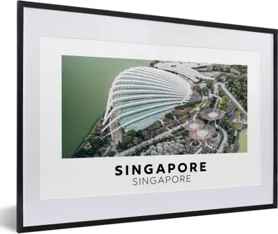 Produktbild von MuchoWow® Gerahmtes Poster Singapur - Wasser - Architektur 60x40 cm - Poster mit Schwarzem Bilderrahmen Wandposter Rahmen Foto Bilder - Schlafzimmer - Plakat in Rahmen - Drucken