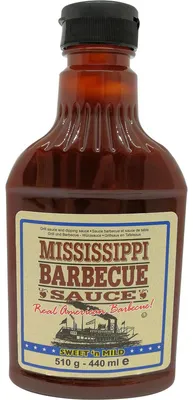 Verpackungsbild Mississippi Sweet Barbecue Grillsauce mild leicht süßlich 440ml