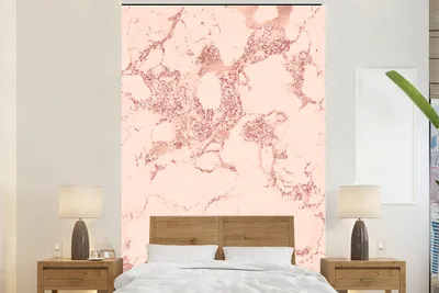 Produktbild von MuchoWow® Fototapete für Wohnzimmer oder Schlafzimmer Wandtapete Vinyl Motivtapete Marmor - Luxus - Rosa - 225x350 cm - Schlafzimmer tapete