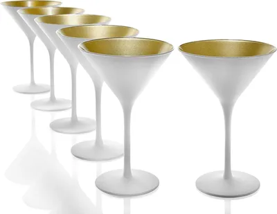 Produktbild von Stölzle Lausitz Martini Cocktailgläser Coktailschale Grandezza 240ml weiß matt und gold 1400025 | EAN 4012632224798 | HAN 140 00 25 EL086