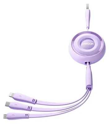 Produktbild von 3in1 Joyroom Colorful USB auf USB-C/Lightning/Micro USB Kabel 3,5A, 1m (lila)