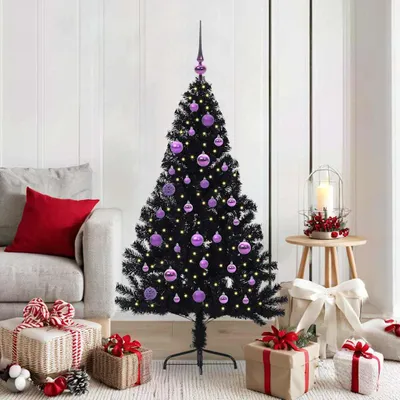 Immagine prodotto di Maison Exclusive - Albero di Natale artificiale preilluminato Nero 150 cm PVC