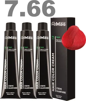 Produktbild von FemMas Haarfarbe mit Arganöl Mittelblond Rot Intensiv 7.66 | 3x100 ml
