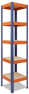 Image de shelfplaza PRO 200x50x50 cm Étagère charges lourde en bleu-orange avec 5 étagères et une capacité de charge de 200 kg par étagère