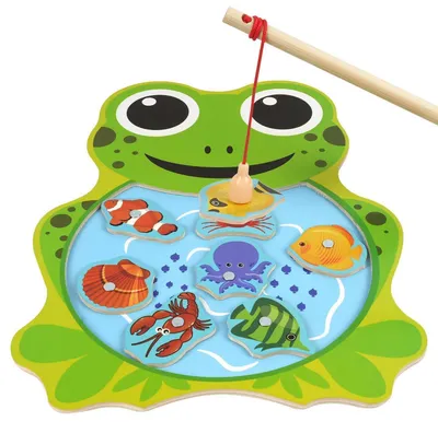 Zdjęcie produktu dla Magnetyczna gra wędkarska Montessori, zabawka dla dzieci od 2 lat, motyw żaby