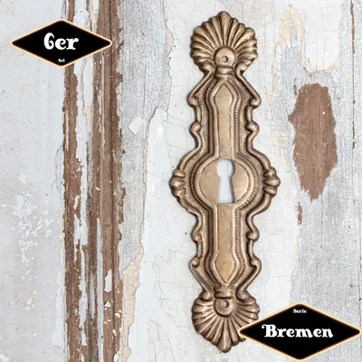 Produktbild von Schlüsselplatte,Serie"Bremen",6er Pack|Eisen in Messing pat.|H11,8xB4,0cm