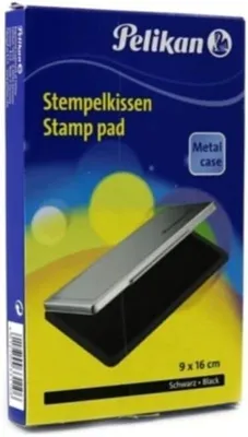 Produktbild von Pelikan 331108 Metall-Stempelkissen getränkt, 1, Stempelfarbe schwarz, nachfüllbar