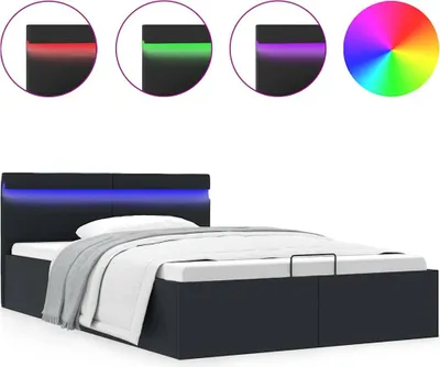 Obrázek produktu pro vidaXL Postel s podnožkou hydraulická LED Imitace kůže 140x200 cm