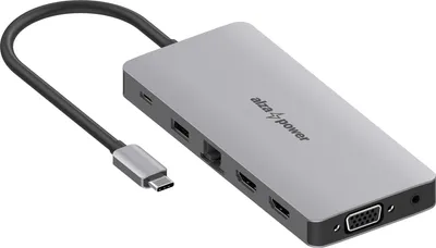 Productafbeelding van AlzaPower Metall USB-C Dockingstation 12-in-1, drievoudig scherm, spacegrijs