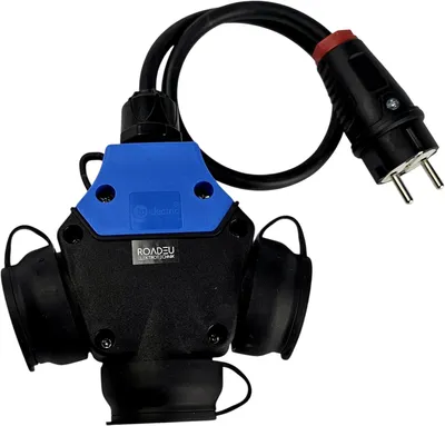 Produktbild von Schuko Adapter 3-Fach 230V 16A – Verteiler mit 0,5 m Gummikabel 3×2,5 mm²