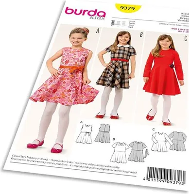 Obrázok produktu pre Strih Burda 9379 - Detské šaty s kolesovou sukňou
