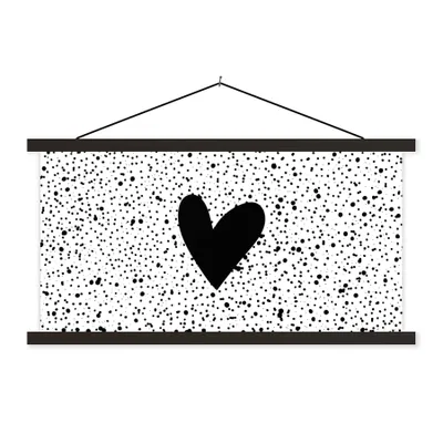 Obrázek produktu pro MuchoWow® Textilní plakát - Srdce - design - bílé - 90x45cm - S černými lamelami