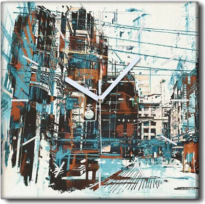 Produktbild von Coloray Uhr auf Leinwand 30x30 cm Wand Uhr Dekoration Wohnzimmer Segeltuch weiße Zeiger -Grunge Urban Street.