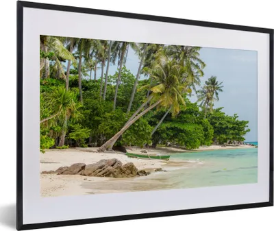 Produktbild von MuchoWow® Gerahmtes Poster Palmen - Strand - Sommer - Tropisch 60x40 cm - Poster mit Schwarzem Bilderrahmen Wandposter Rahmen Foto Bilder - Schlafzimmer - Plakat in Rahmen - Drucken