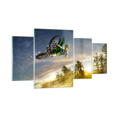 Produktbild von Bilder auf glas - Motorrad Extrem Spaß Wettbewerbe - 160x90cm - Glasbilder - Wandbilder - Kunstdruck - zum Aufhängen bereit - Wanddekoration aus Glas - Glas Bilder - Wandbild auf Glas - GDL160x90-2854