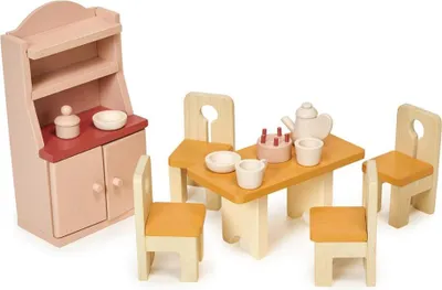 Produktbild von Mentari Holz Puppenhaus Esszimmer Spielzeug - nachhaltiges Holzspielzeug