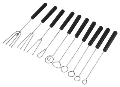 10er Set Schokoladen-Eintauchgabeln aus Edelstahl, 22 cm