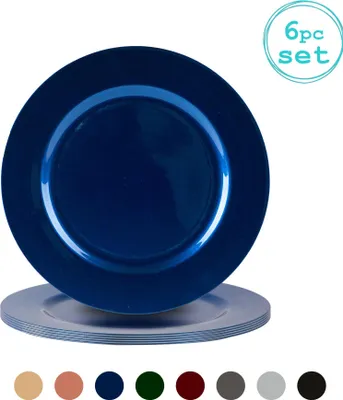Produktbild von Argon Ta 6 Stück Metallic Charger Plate Set - Metallic-Finish - 33cm - Blau