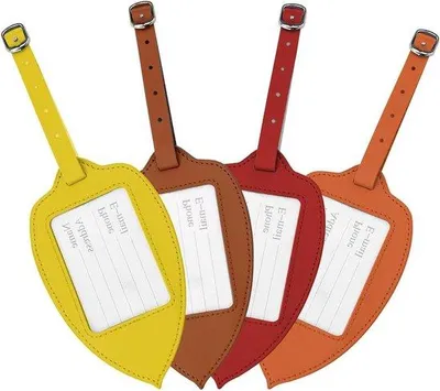 Image de Lot de 4 pochettes de voyage en cuir avec motif de feuilles – idéales pour les voyages en avion