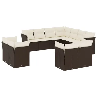 Produktbild von vidaXL 11-tlg. Garten-Sofagarnitur mit Kissen Braun Poly Rattan