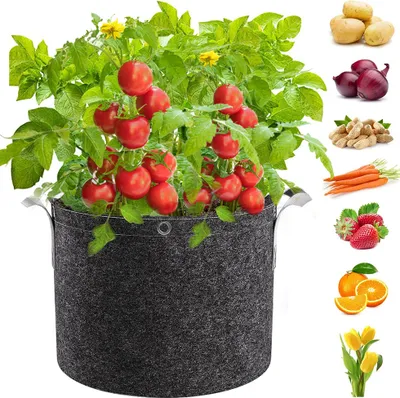 Obrázek produktu pro 1ks Látkový hrnec 7 galonů na výsadbu brambor Tomato Tub Potato Bag, zahradní taška Látkové květináče na výsadbu brambor Rajčata Květiny, černá