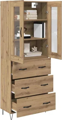 Image de Buffet haut vidaXL en chêne Artisan 69,5 x 34 x 90 cm, bois d'ingénierie