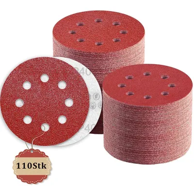 Productafbeelding van Schuurpapier, 110 stuks, 125 mm, met klittenband, korrelgrootte 240, 8 gaten, geschikt voor excenterschuurmachines