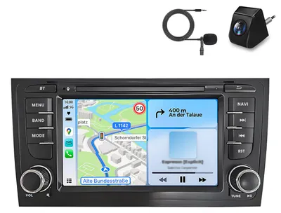 Obrázok produktu pre Autorádio s kamerou a mikrofónom pre Audi A6 4B2 4B5 C5 1997-2005 Bezdrôtové CarPlay Android Auto WiFi GPS Navi RDS DSP DAB+ Bluetooth 7 palcov 2+32 GB