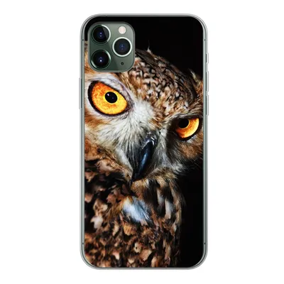 Produktbild von MuchoWow® Handyhülle Schutzhülle Hülle für iPhone 11 Pro Max Eule - Schwarz - Gelb Silikon Softcase Handy Hülle - Schutz